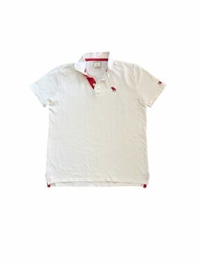 abercrombie white/ pink polo